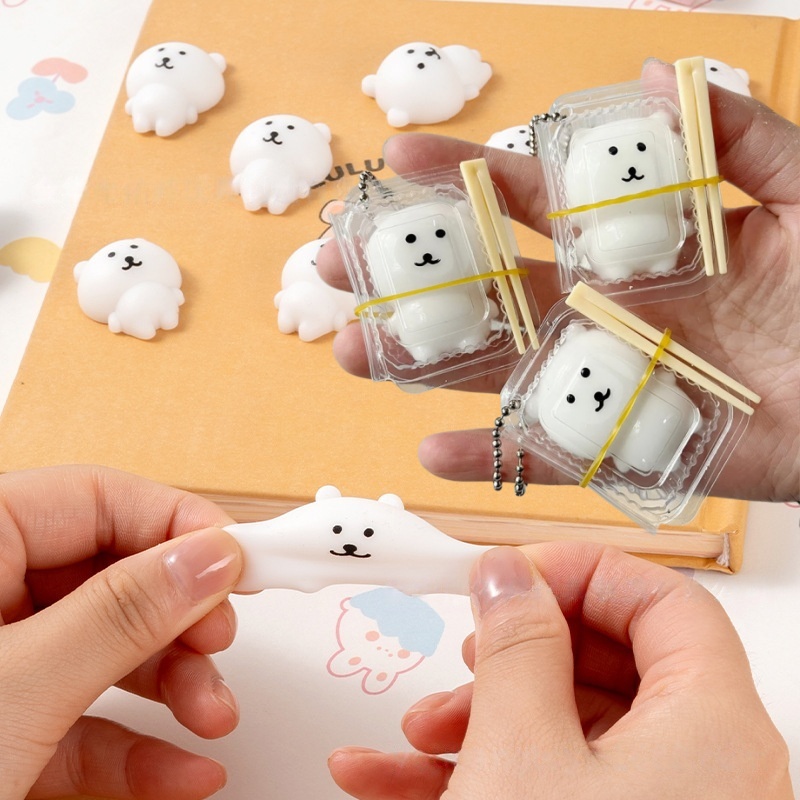 Party Games Gifts - กล่องข้าวสควิชชี่รูปหมีน่ารัก ของเล่นสควิชชี่แบบนิ่มนิ่ม กระเป๋าพวงกุญแจน่ารัก ของเล่นบีบคลายเครียด ของขวัญวันเกิดสำหรับงานปาร์ตี้