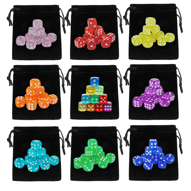 Party Games Gamecube - 10Pcs Dices Drawstring ลูกเต๋ากระเป๋า 14 มม.6
