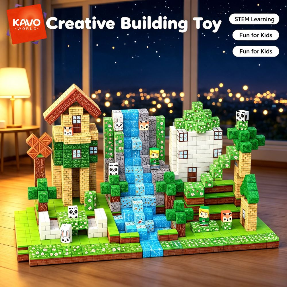 Party Games Indoor For 6 12 Year Olds - KAVOWORLD ชุดบล็อกแม่เหล็กสร้างบ้านในป่า 150 ชิ้น ของเล่นเสริมพัฒนาการ STEM
