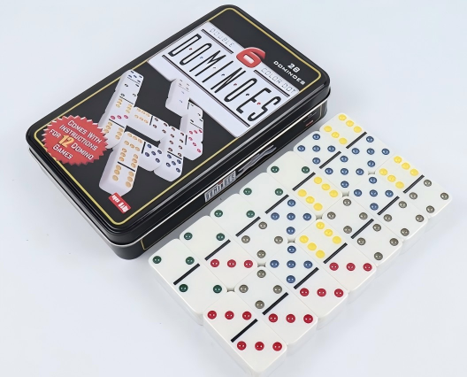 Party Games Box - ชุดโดมิโน ElegantMahj Double Six สำหรับผู้ใหญ่ พร้อมกล่องเหล็ก