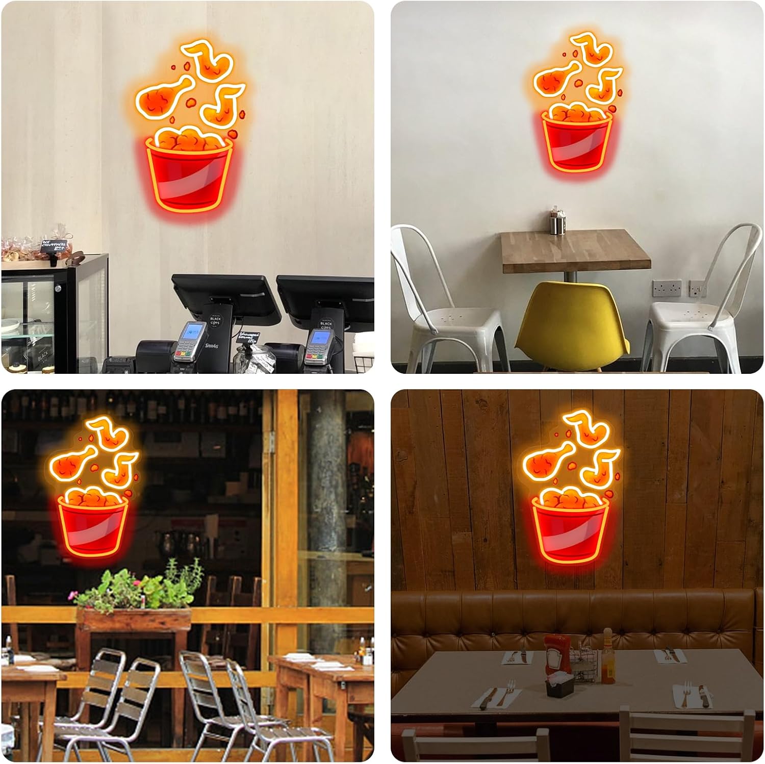 ป้ายไฟนีออนรูปไก่ทอด ไฟ LED ปร - Party Games Shop บทวิจารณ์และราคา