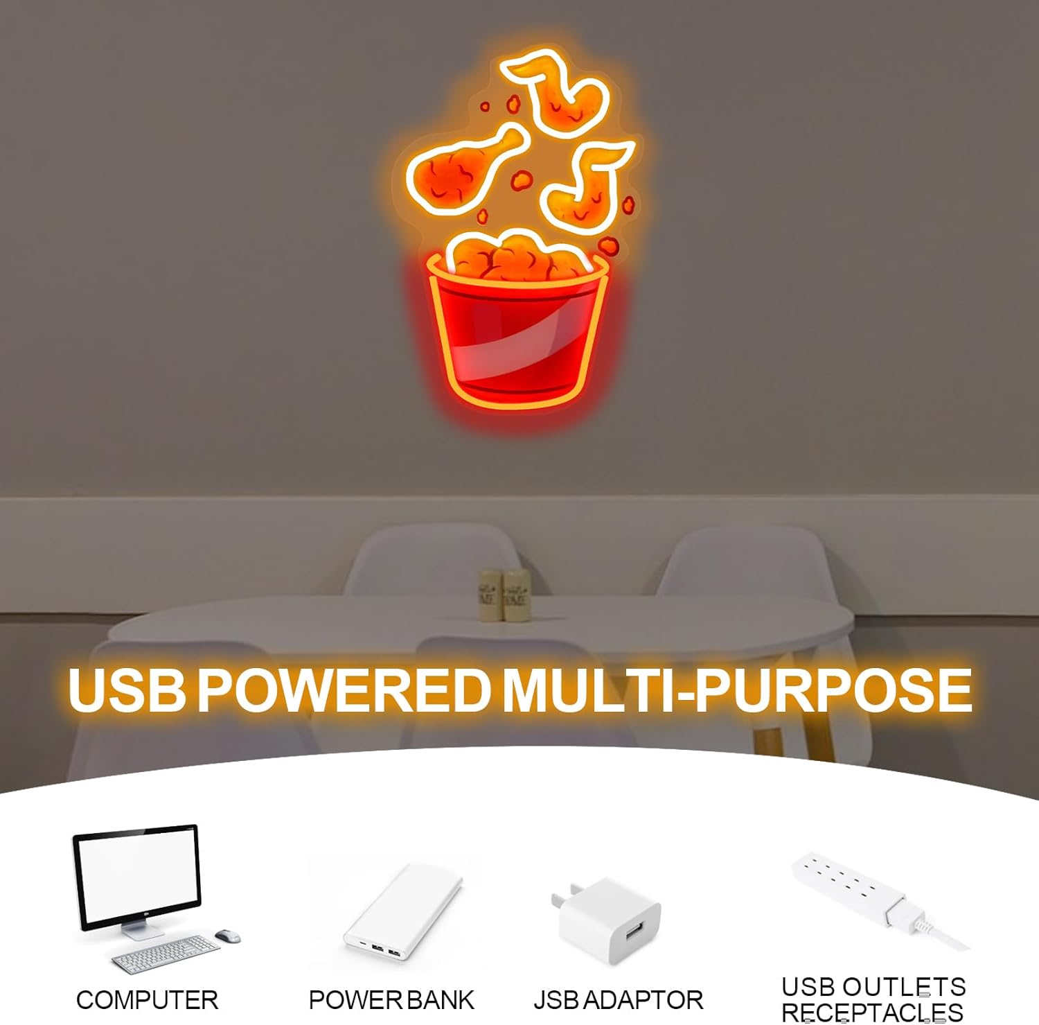 ป้ายไฟนีออนรูปไก่ทอด ไฟ LED ปร - Party Games Shop บทวิจารณ์และราคา