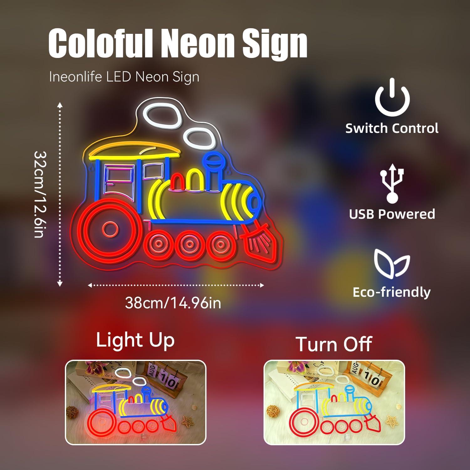 ป้ายไฟนีออนรูปรถไฟ ป้ายไฟ LED  - Party Games Shop บทวิจารณ์และราคา